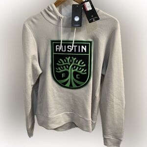Austin FC Women’s Antigua Gray/White Axe Bunker Pullover Hoodie Women’s L